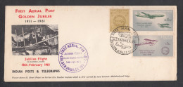 INDIA, 1961, FDC, 50th Annv.of First Official Airmail(Aerial) Flight, Airplane, Henri Pecquet,   Allahabad Cancellation - Covers & Documents