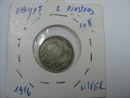 EGYPT 2  PIASTRES 1916 SILVER COIN LOT 15 NUM 1  . - Aegypten