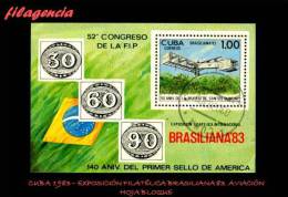 USADOS. CUBA. 1983-12 EXPOSICIÓN FILATÉLICA BRASILIANA 83. AVIONES. HOJA BLOQUE - Oblitérés