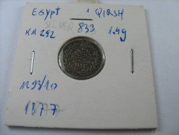 EGYPT 1  QIRSH 1293/10 AH  1877  SILVER  0.833 KM 292  COIN LOT 15 NUM  6  . - Egypte
