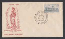 INDIA, 1962,  FDC,  Centenary Of High Court, Bombay, Court, Balance Scale, Bangalore  Cancellation - Covers & Documents