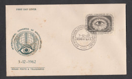 INDIA, 1962, FDC,   Opthalmology Congrress, Medicine, Health, Eye Organ, Lotus Flower, Bombay   Cancellation - Covers & Documents