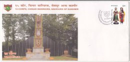 Special Cover, Chinar Philately Exhibition 2011, War Memorial, Warriors, Saviors Of Kashmir, India - Lettres & Documents