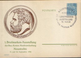 Germany/DDR - Postal Stationery Private Postcard,1956- Fritz Reuter German Novelist Briefmarken- Ausstellung,Neustrelitz - Private Postcards - Used