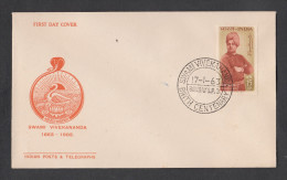 INDIA, 1963, FDC, Swami Vivekananda, Philosopher,  Bombay  Cancellation - Covers & Documents