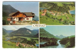 CPSM CRESUZ (Suisse-Fribourg) - Le Vieux Chalet Vallée De Jogne Et Lac De Montsalvens : 4 Vues - Crésuz