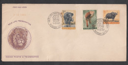 INDIA, 1963,  FDC,Wild Life Preservation,  Elephant,,  Panda, Gaur, Animals,Animal, Bombay  Cancel Lation - Covers & Documents
