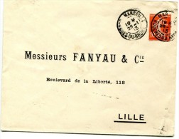 Entier Postal Enveloppe 10 Cts SEMEUSE CAMEE 147 X 1l2 E24A Avec REPIQUAGE FANYAU LILLE - Buste Ristampe (ante 1955)