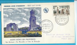 Enveloppe 1er Jour - Saint-Rémy-en-Provence - St. Rémy-les-Antiques 1957 - Matasellos Provisorios