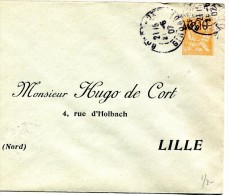 Entier Postal ENVELOPPE 15 Cts MOUCHON  B8 147 X 122 Avec REPIQUAGE  Hugo DE CORT à LILLE NORD - Sobres Transplantados (antes 1995)