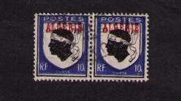 Bloc De 2 Timbres Oblitérés Algérie, Armoiries, Corse, Surcharge Algérie, 10 C, Robert Louis / Henri Cortot, 1947 - Ungebraucht