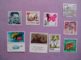 ISRAEL LOT TIMBRES OBLITERES AVEC VIGNETTES ANNA FRANK AVIONS PERSONNAGES FLEURS 10 ISRAEL USED STAMPS - Usados (con Tab)