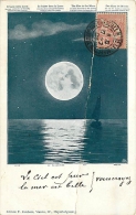 IL BACIO NELLA LUNA... TESTE DI AMANTI VISIBILI COL BINOCOLO. ROMANTICA CARTOLINA DEL 1903 - Saint-Valentin