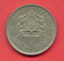 F3723 / - 1 Dirham - 1384 / 1965  -  Morocco Maroc Marokko  - Coins Munzen Monnaies Monete - Maroc