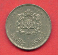 F3723 / - 1 Dirham - 1384 / 1965  -  Morocco Maroc Marokko  - Coins Munzen Monnaies Monete - Marokko