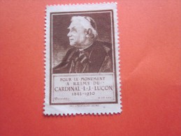 VIGNETTE Pour Le Monument à Reims Du Cardinal Luçon 1842-1930 AUFKLEBER STICKER LABEL CINDERELLA  QUITTUNGEN ERINOPHILIE - Other