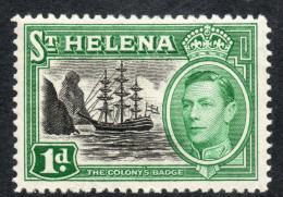 St Helena 1938 - 1d Green SG132 - HM Cat £14 SG2020 - Key Low Value In Set - See Scans & Notes Below - Sainte-Hélène