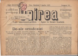 UNIREA NEWSPAPER, CHURCH- POLITIC NEWSPAPER, KING FERDINAND STAMP, 1927, ROMANIA - Andere & Zonder Classificatie