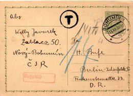 TCHECOSLOVAQUIE ENTIER POSTAL TAXE POUR L'ALLEMAGNE 1934 - Postkaarten