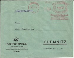 ALEMANIA CHEMNITZ CC CON FRANQEO MECANICO 1931 CHEMNITZER GIROBANK BANCO ECONOMIA - Máquinas Franqueo (EMA)