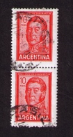 Bloc De 2 Timbres Oblitérés Argentine, Général José De San Martin (1778-1850), 10, 1959 - Usati