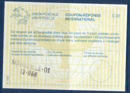 Coupon-réponse International, Type 27 (UPU Vertical , + 9.1992) , Marseille 01(  Cr 40) - Buoni Risposte