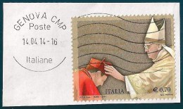 ITALIA REPUBBLICA CONCISTORO PAPA FRANCESCO 0,70 2014 USATO SU FRAMMENTO - 2011-20: Used