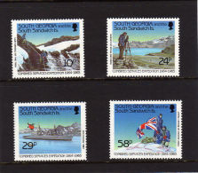 1989 South Georgia (Falkland Islands Dep.) - Expedition 4v., Ship, Flag, Mountain, Science, Michel 180/183  MNH - Esploratori