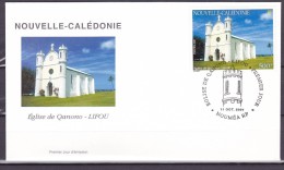 NOUVELLE CALEDONIE -1 Er Jour  -  Eglise De Qanono - LIFOU  -  2001  -    -  - - FDC