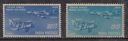 INDIA, 1958,   Silver Jubilee Indian Air Force, Airplane, Set 2 V, Airforce, Aeroplane, Aircraft, Military, MNH, (**) - Nuovi