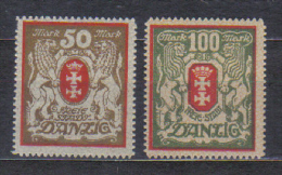 Danzig Mi 100-101 Coat Of Arms   1922 MNH  30 E Cat - Nuovi