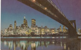 P4158 Nightfall In Lower Manhattan With Bro New  York City  USA Front/back Image - Manhattan