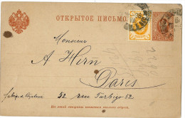 LAC5 - EMPIRE RUSSE  (POLOGNE) CP AU DEPART DE VARSOVIE POUR PARIS AOÛT 1896 - Entiers Postaux