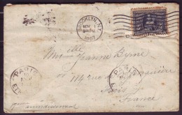 LSC, Tàd Brooklin N.Y  + 5 Cents Blue " L'indienne Pocahantas" (166) Pour Paris (FRANCE) - Storia Postale