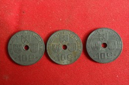 Lot De 3 Monnaies Belgique(Les Dates Se Suivent) 10 Ctmes De 1941/1942/1943 En TTB+ - 25 Cent