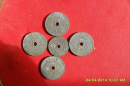 Lot De 5 Monnaies De Belgique/ 10 Ctmes Et 25 Ctmes/1942/43/45/46 En TTB+ - 25 Cent