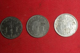 Lot De 3 Monnaies Belgique"Bon Pour 1 Franc"1933/1934 Et 1935 En TTB+ - 25 Centesimi