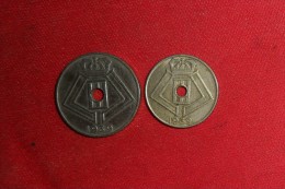 Lot De 2 Monnaie De Belgique/5 Ctmes Et 10 Ctmes 1939 En TTB++ - 25 Centimes