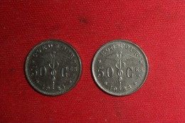 Lot De 2 Monnaie De Belgique/50 Ctmes 1928 "Bon Pour" Et "Goed Voor" En TTB+ - 25 Cents