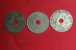 Lot De 3 Monnaie De Belgique/ 25 Ctmes 1921/ 1922 / 1923 En TB - 25 Centimos