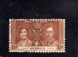 ANTIGUA 1937 CORONATION KING GEORGE VI INCORONAZIONE RE GIORGIO 1 1/2 D USED - 1858-1960 Colonie Britannique