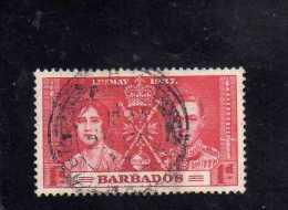 BARBADOS 1937 CORONATION KING GEORGE VI INCORONAZIONE RE GIORGIO 1 D USED - Barbades (...-1966)