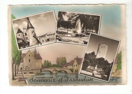 CPA  :36 - Issoudun :Souvenir D´issoudun : Dessin Pont + 3 Vues : Chateau - Parc - Tour Ronde - Issoudun