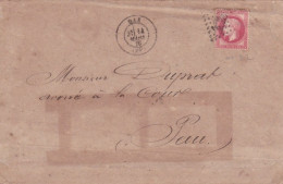 1870 - 80c EMPIRE LAURE - ENVELOPPE De DAX (LANDES) Pour PAU - 1863-1870 Napoléon III Lauré