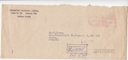 AMOUNT 65, HAVANA, MACHINE RED STAMPS ON REGISTERED COVER, 1984, CUBA - Lettres & Documents