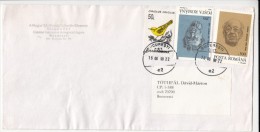 EUGEN IONESCU, EMIL CIORAN, WRITERS, OEIOLE, BIRD, STAMPS ON COVER, 1998, ROMANIA - Lettres & Documents