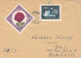 ANTARCTIC EXPEDITIONS, ROSE, STAMPS ON COVER, 1959, HUNGARY - Cartas & Documentos