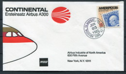 1986 USA Houston Texas Continental MBB Airbus A300 First Flight Cover - Autres & Non Classés