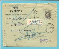 214 Op Brief Aangetekend Met Stempel BRUXELLES Naar ETTERBEEK , Met Geschreven "Retour"..... - 1921-1925 Petit Montenez