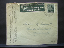 LetDoc. 580. Enveloppe Avec Bandelette Publicitaire  Assurances Générales De Paris. 1.75 Fr, N°768 Vert Olive - Cartas & Documentos